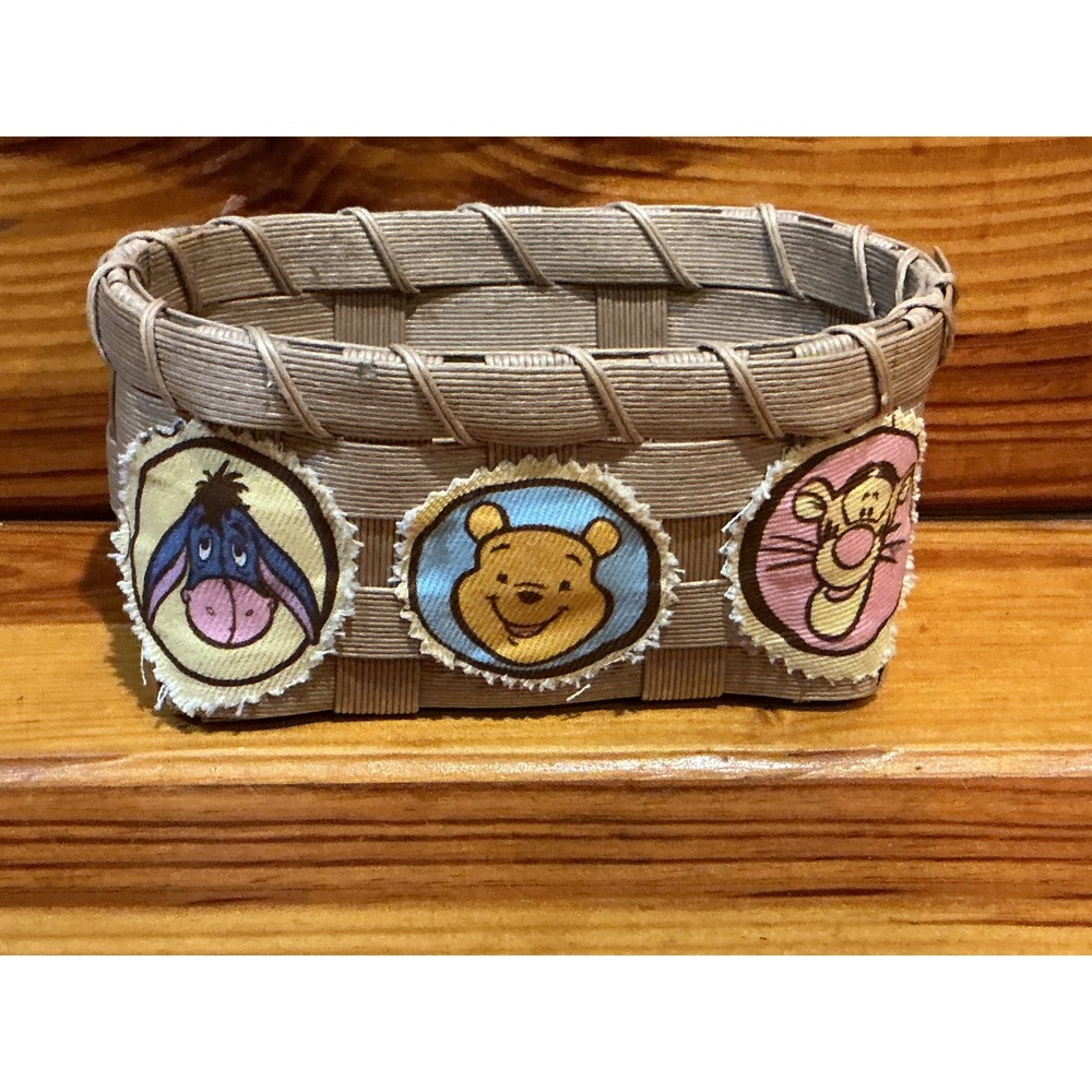 Disney Winnie the Pooh Eeyore Tigger Small Woven Oval Basket Tan‎ Decorative Toy